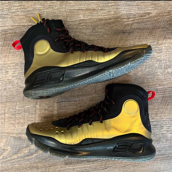 Under Armour Curry 4 x Shoe Palace 25th Anniversary Gold Black Red - Picture 3 of 13